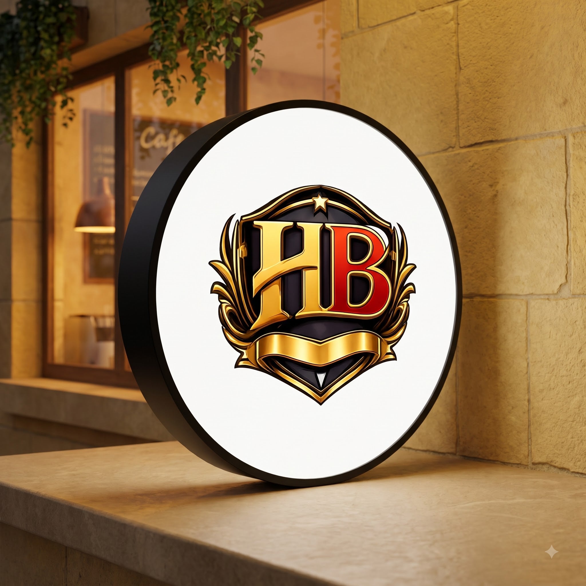 HB Shop Circle lightbox sign