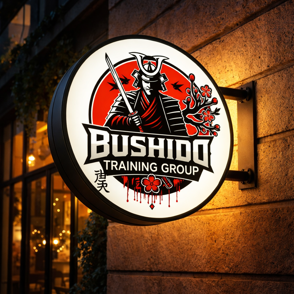 Bushido Training Group — round lightbox sign