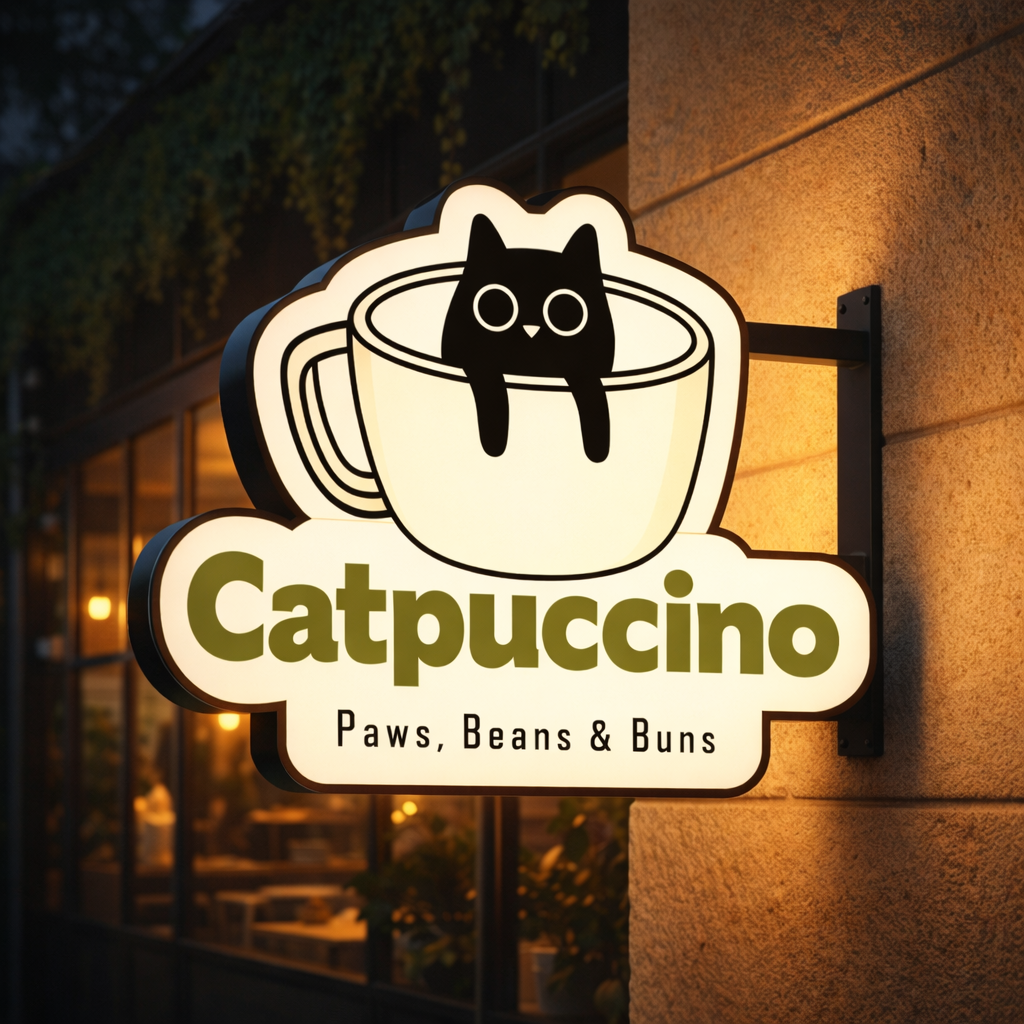 Catpuccino — custom lightbox sign