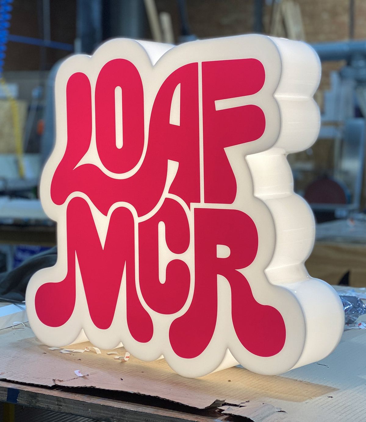 Loaf MCR cut to shape lightbox sign