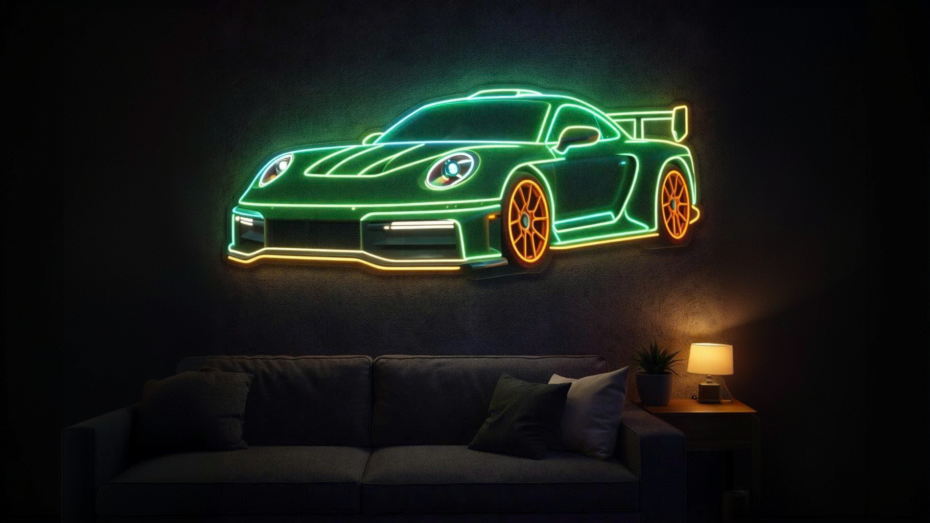 After preview of the logo transformed into a neon sign.