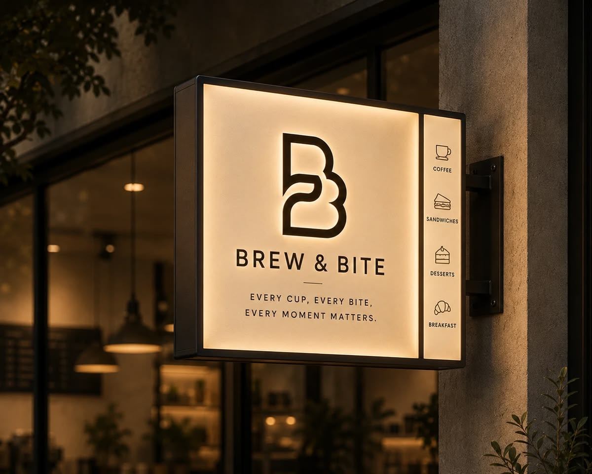 Brew & Bite lightbox sign