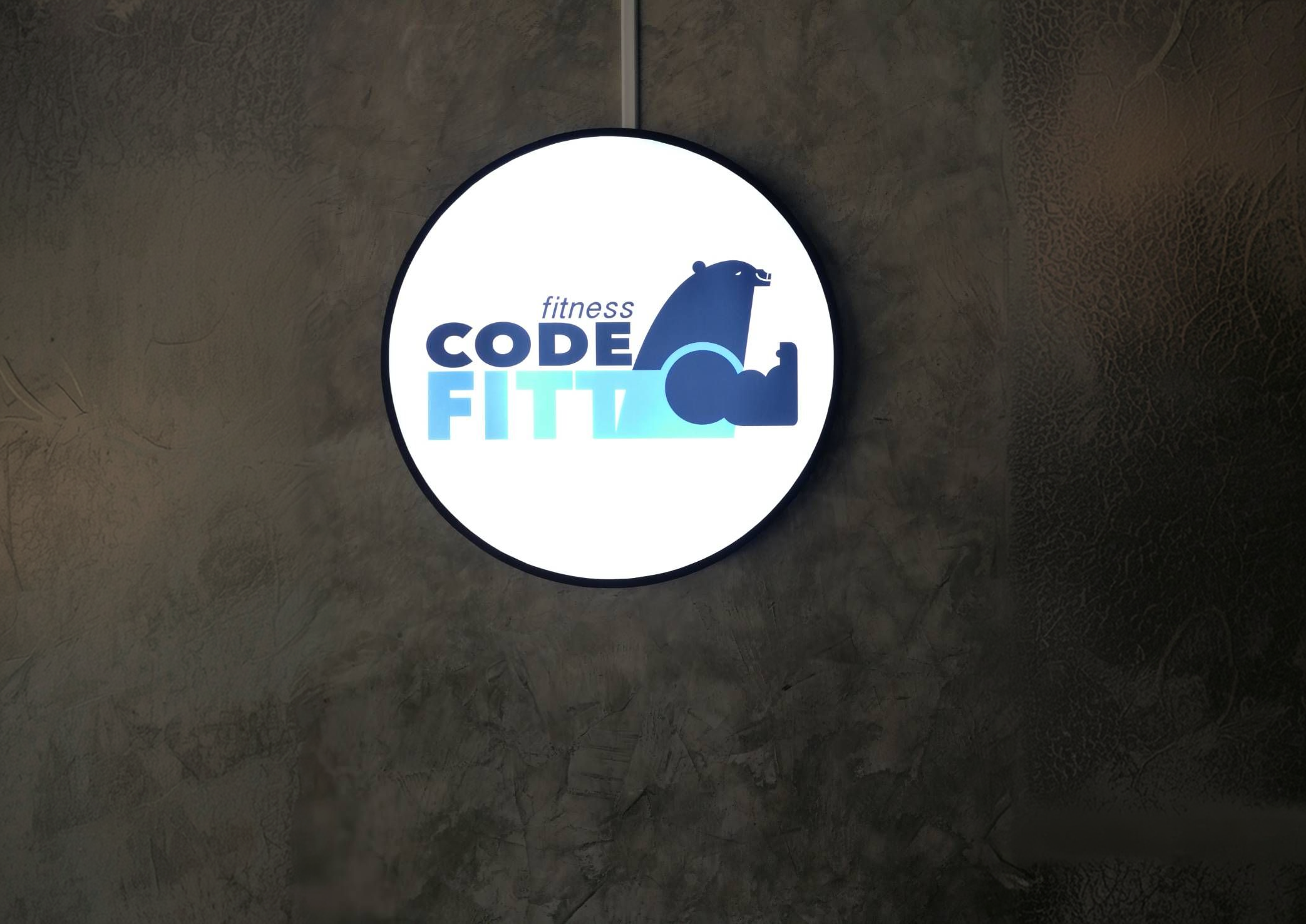 Code Fitness lightbox sign