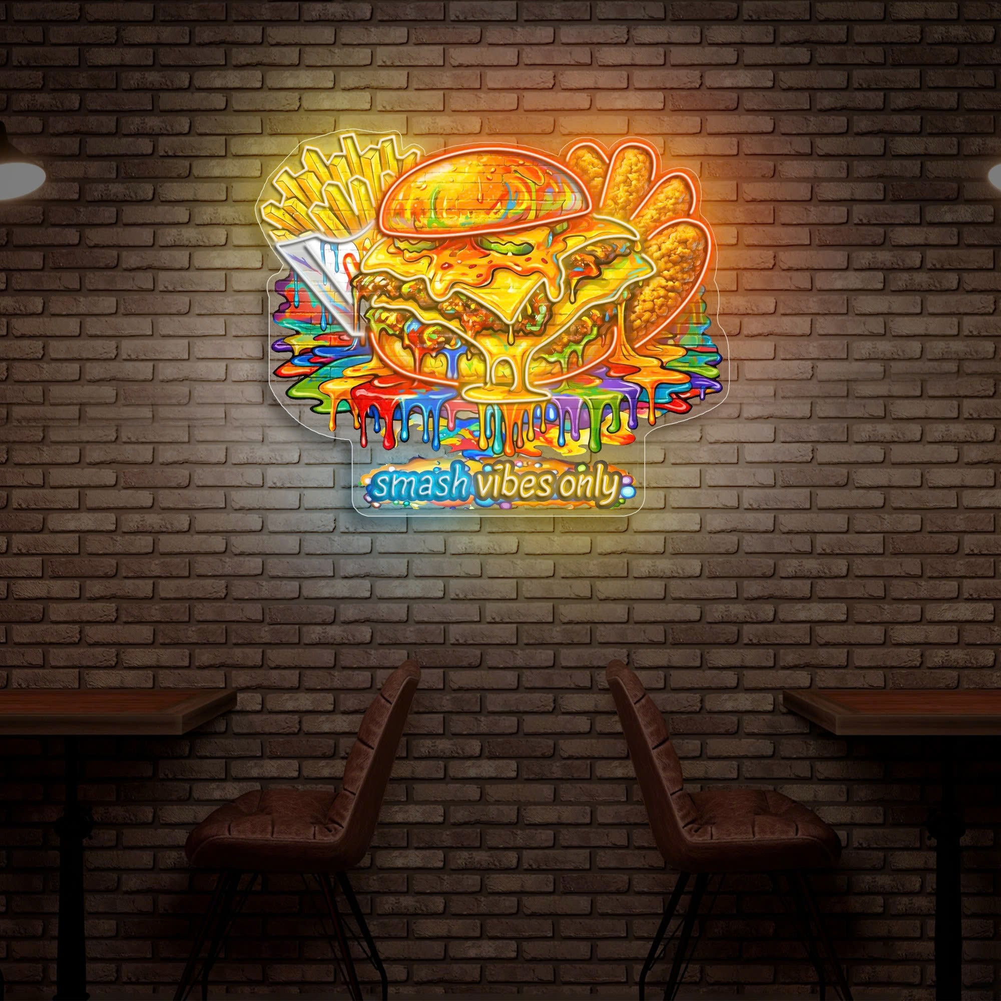 Burger neon sign mockup