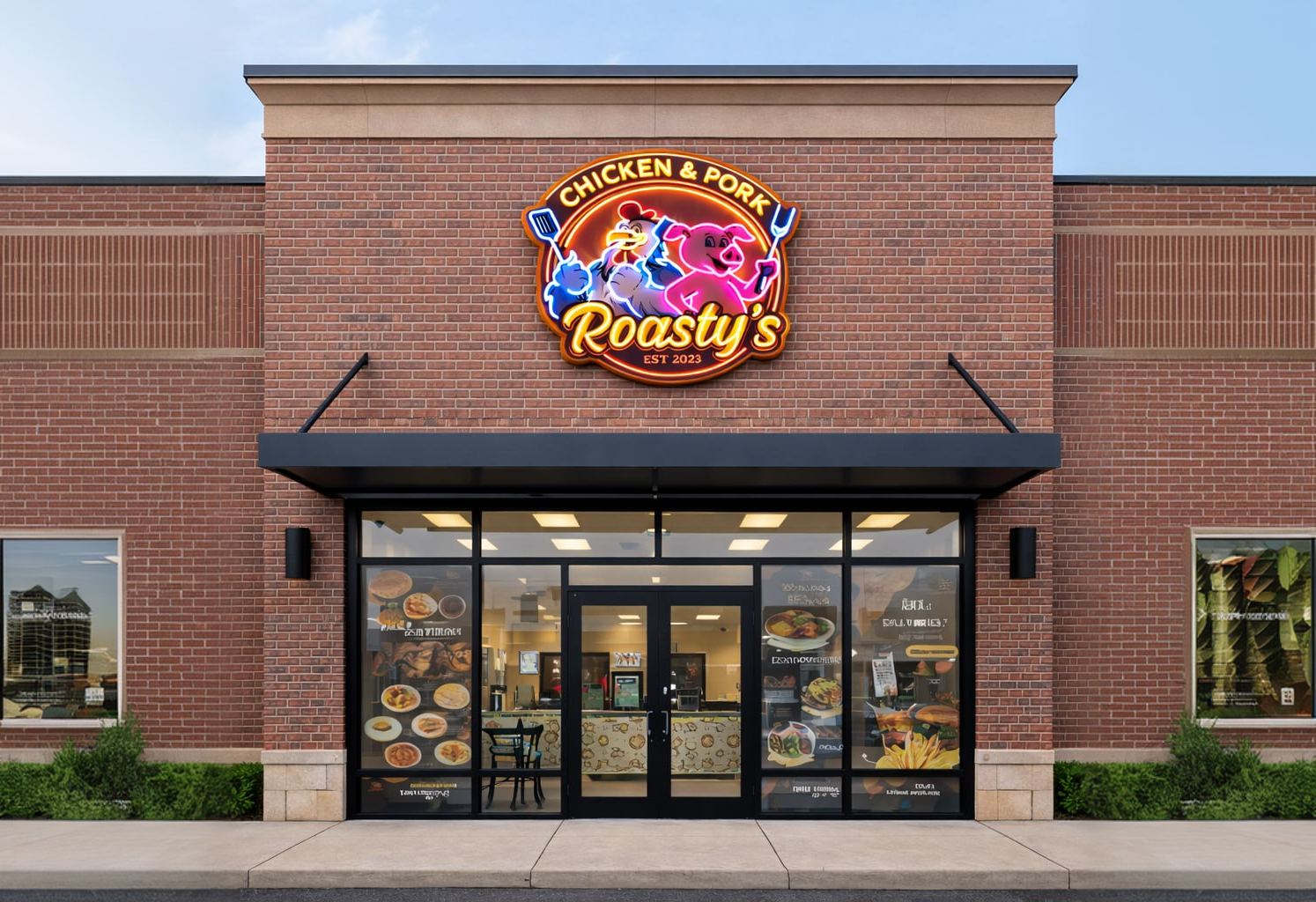 Day view of a Jixta LED sign installed in a cafe